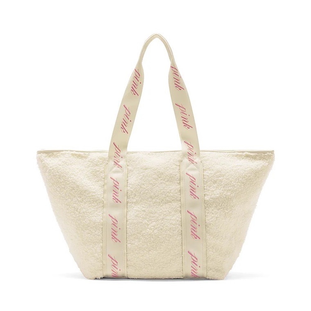 Victoria's Secret PINK Cozy-Plush Tote Bag Cream NEW